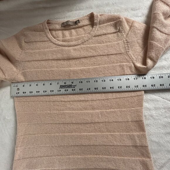 Brodie Womens Beige Fine Cashmere Sweater Medium Metallic Pullover Crewneck - Picture 7 of 8